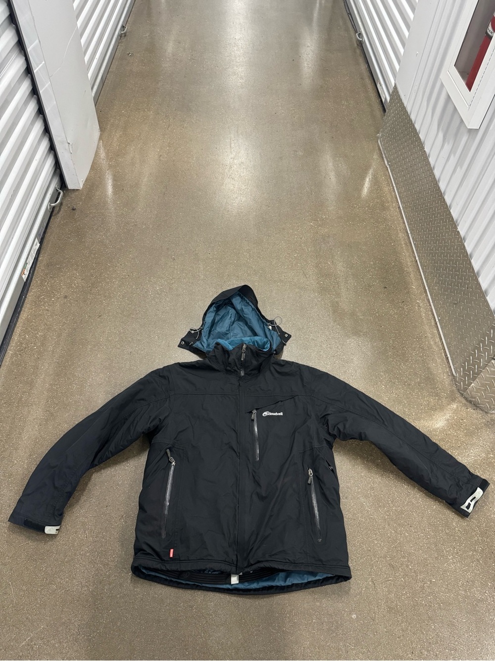 Black Hooded Men's Winter Jacket - Outdoor Shell Cloudveil large